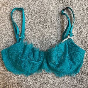 NWT Victoria's Secret 32D Dream Angels Push-Up W/O Padding Unlined Aqua Bra